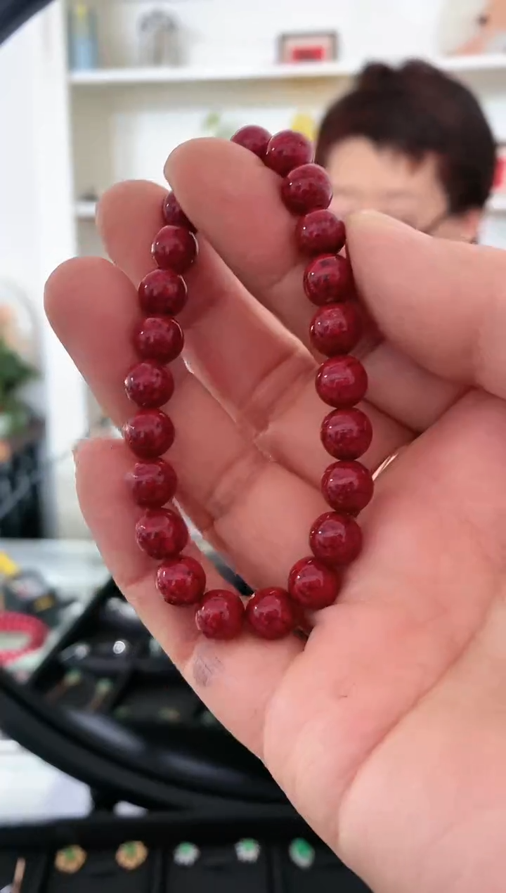天然辰砂颗粒砂8mm手串