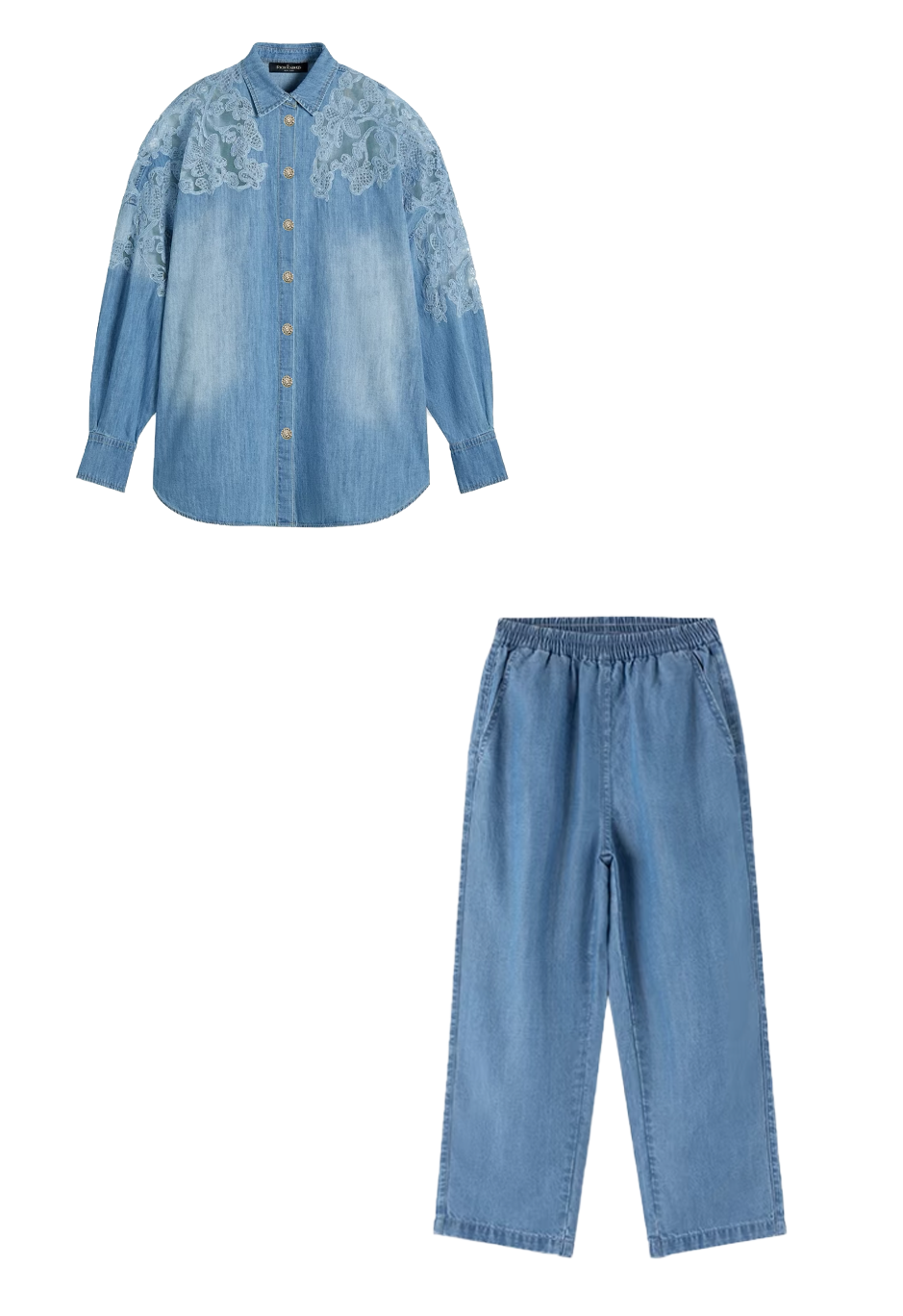 长袖INS风卫衣日式牛仔东南亚风森系时尚套装外穿