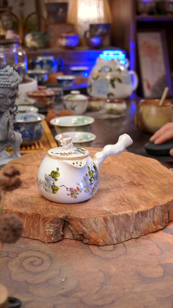 杯紫藤花景德镇陶泥手绘