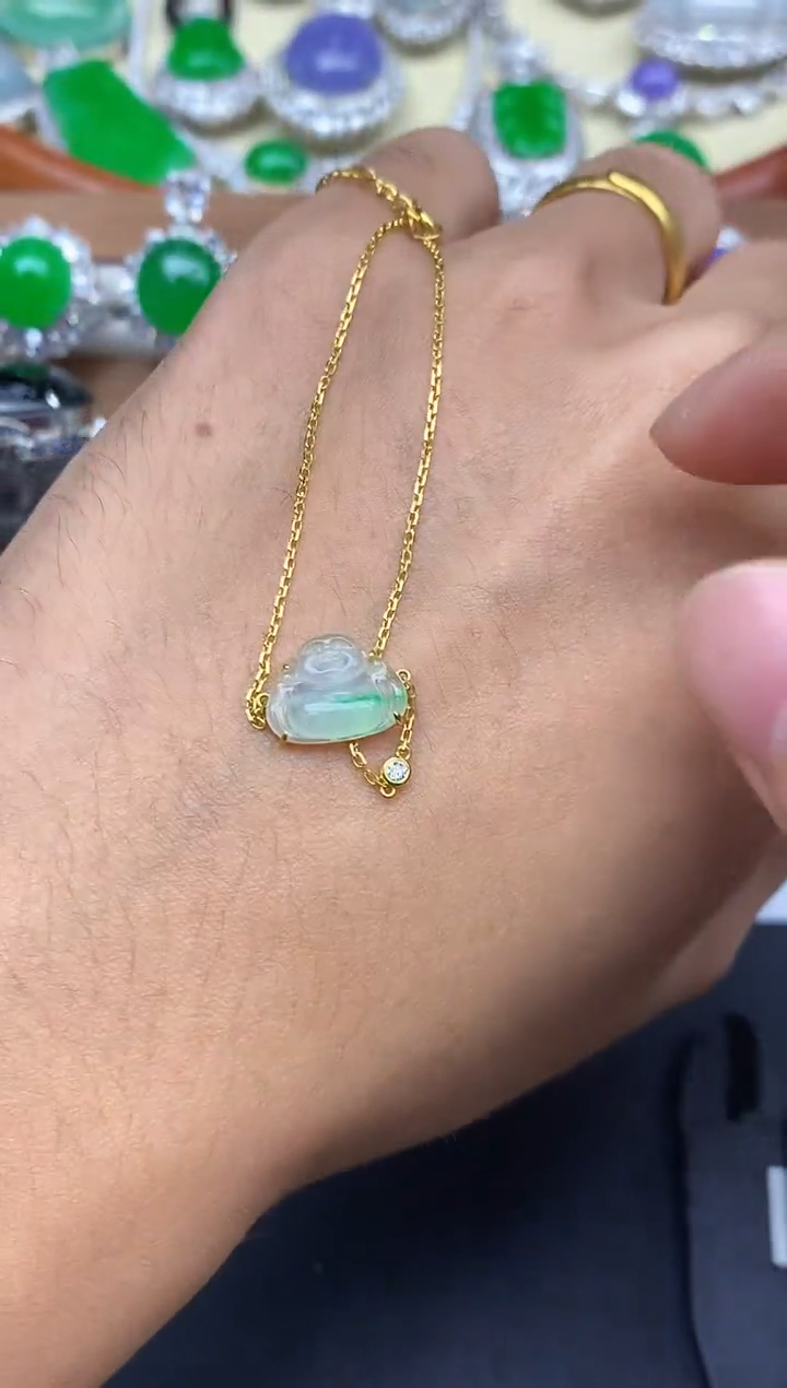 颈饰18K金镶嵌翡翠289-中国好珍宝