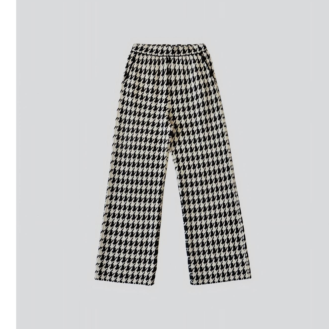 【维姐精选】RL 千鸟格之恋 羊毛千鸟格提花阔腿长裤A1F2217