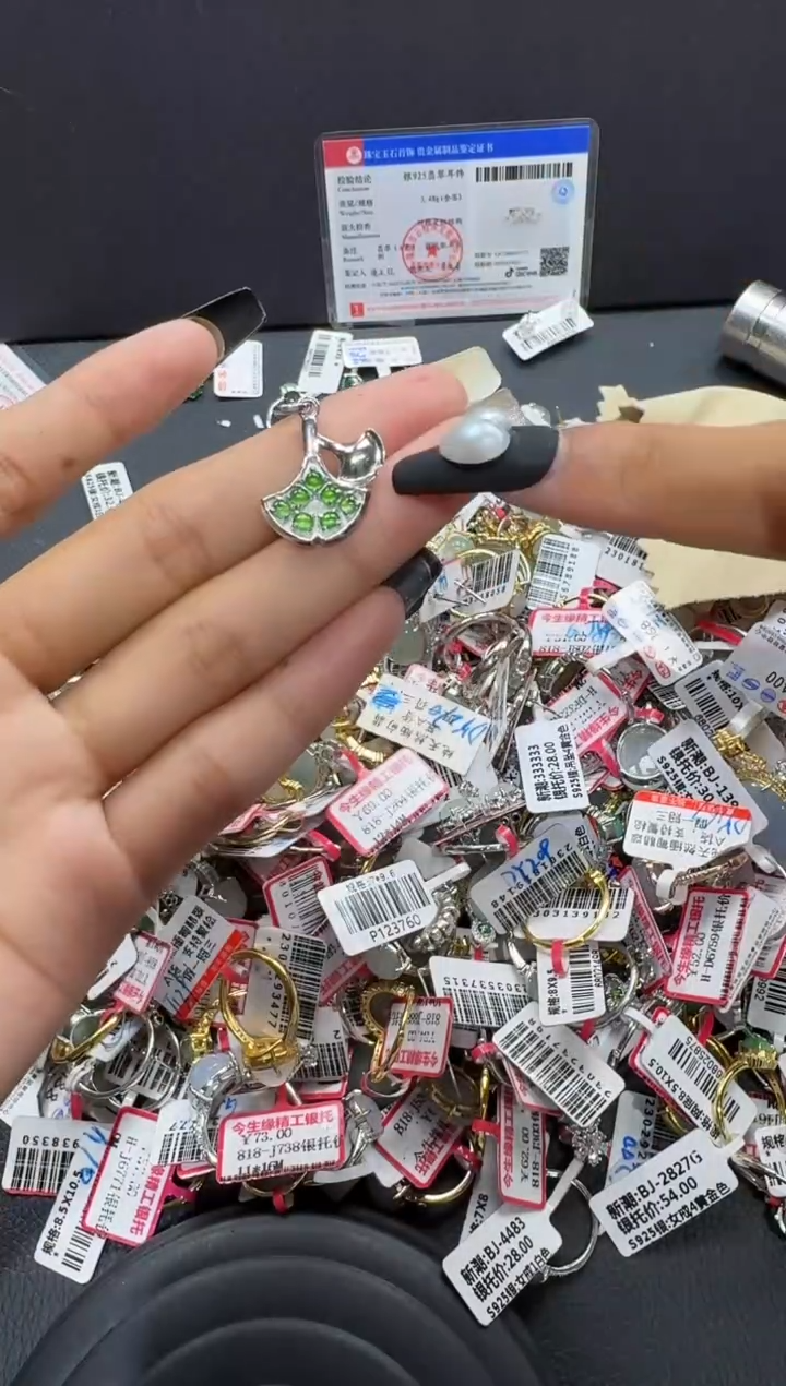 翡翠戒指银S925镶嵌戒指113