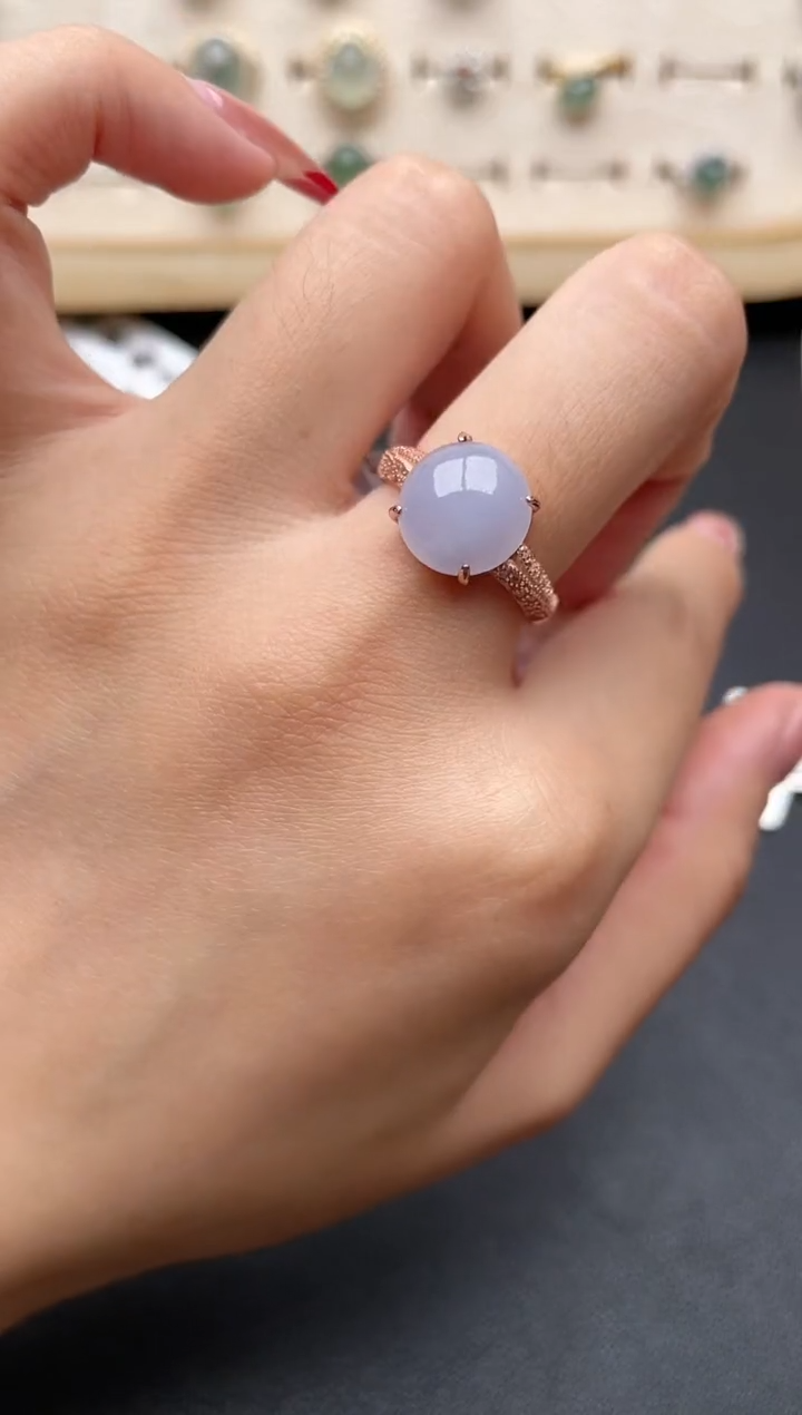 【闪购商品】翡翠戒指银S925镶嵌一物一证一礼盒