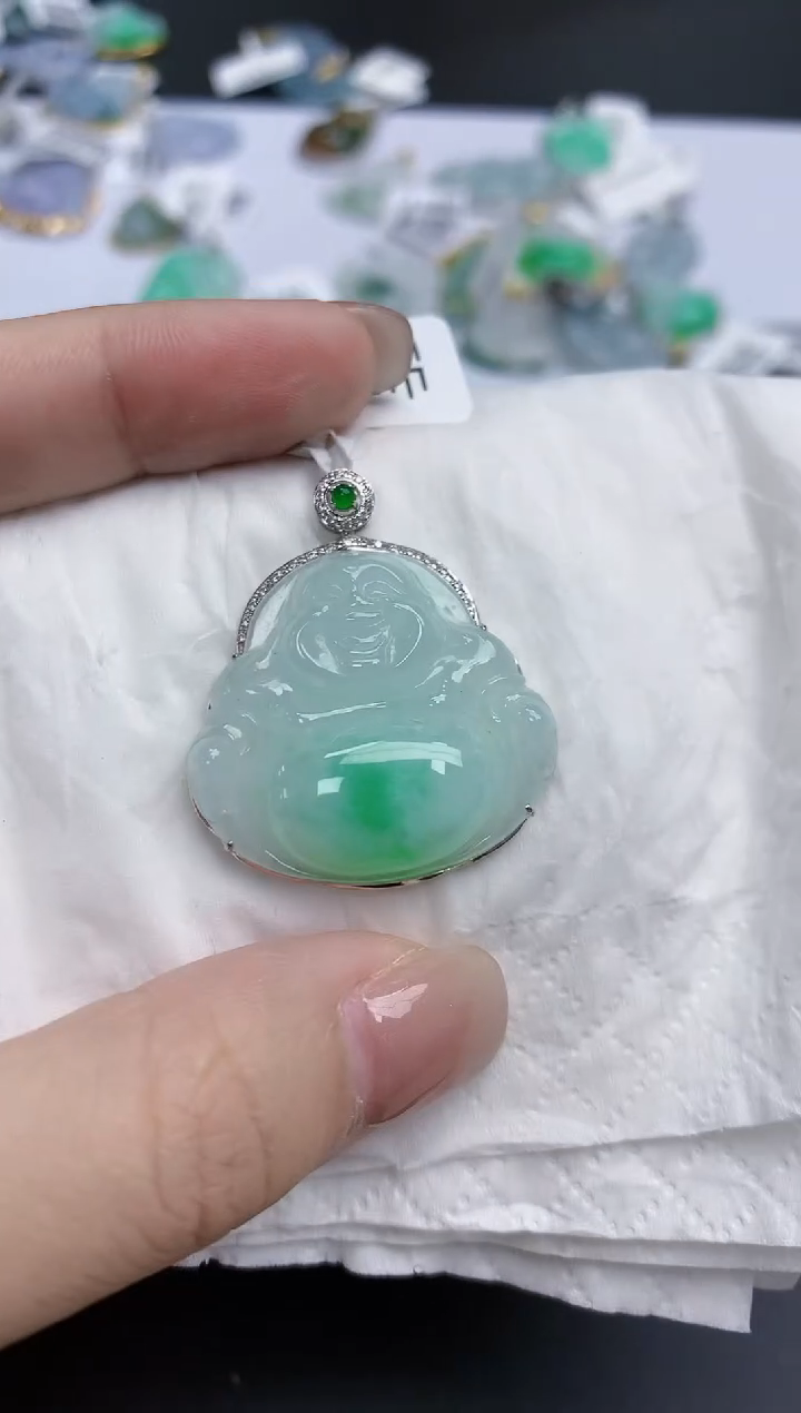 【闪购商品】翡翠颈饰18K金镶嵌天然缅甸翡翠A货