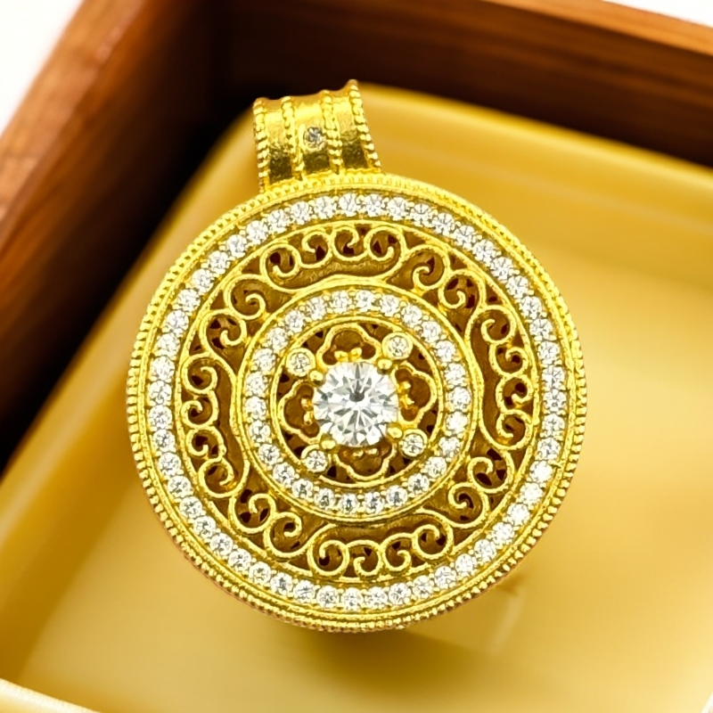 吊坠足银 《祥云罗盘》