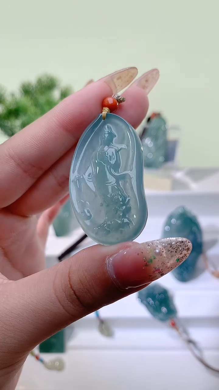 翡翠未镶嵌吊坠(不含链)天然A货翡翠-观音
