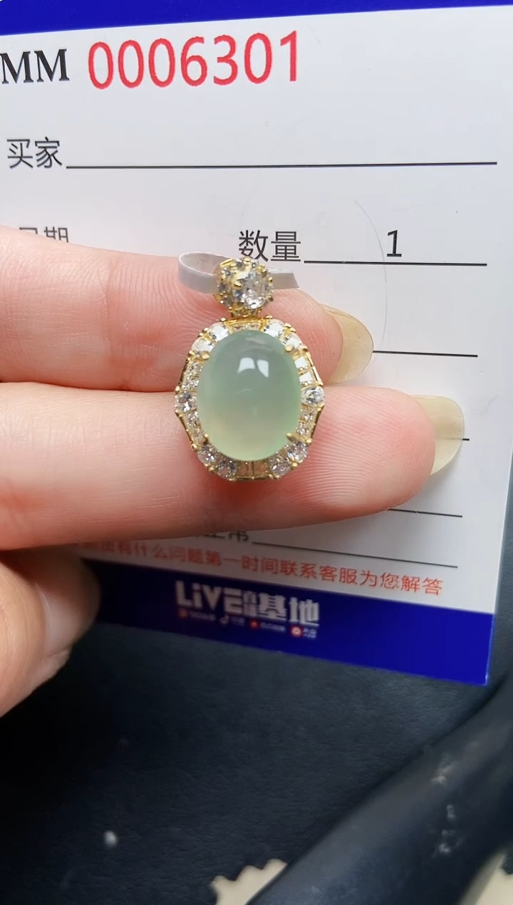 翡翠银S925镶嵌颈饰6301