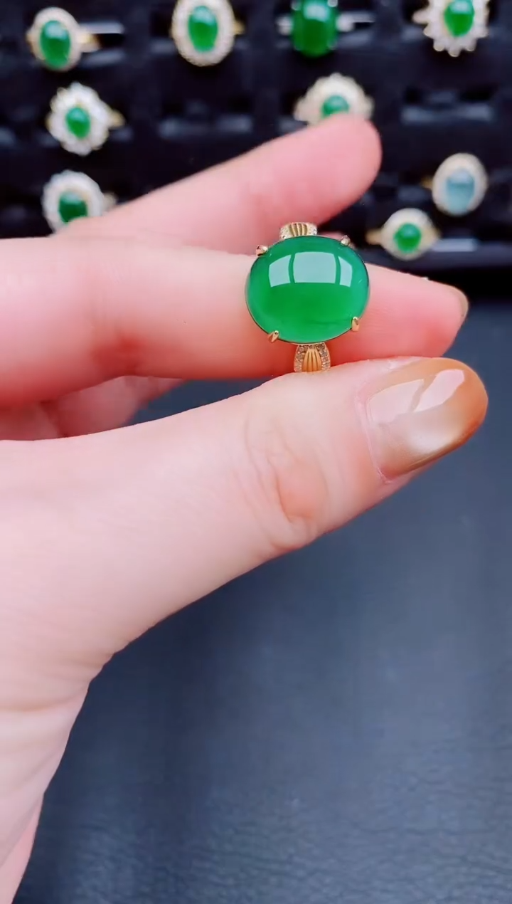 【闪购商品】翡翠戒指银S925镶嵌天然a货翡翠131