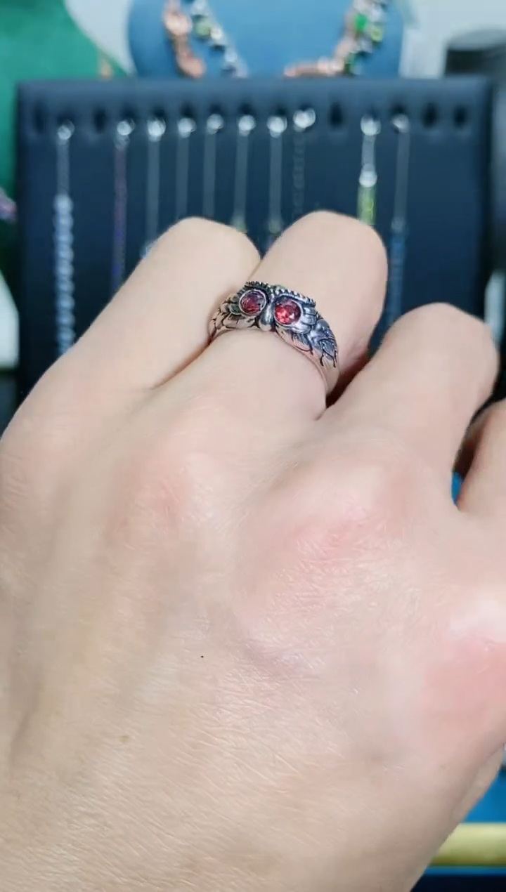 【闪购商品】石榴石戒指银S925镶嵌1122
