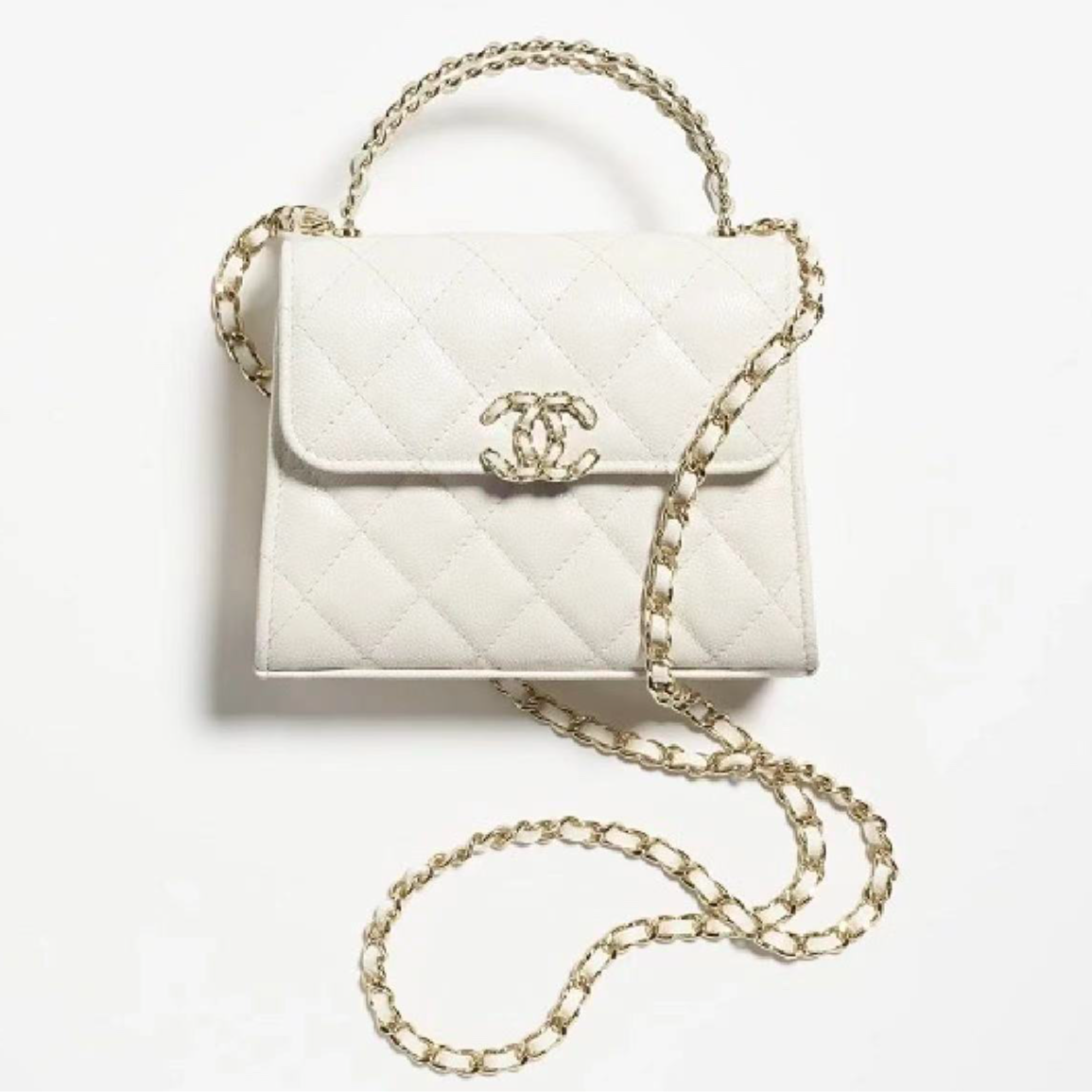 99新 Chanel/香奈儿  25S白金荔枝Kelly 单肩包 芯
