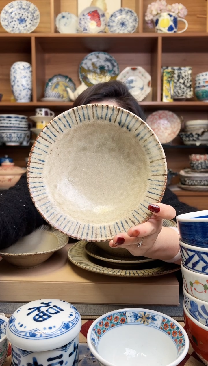 复古松叶17cm钵碗