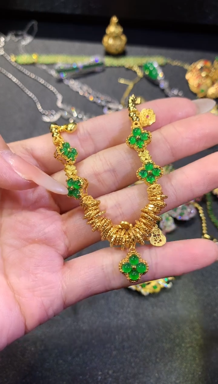 【闪购商品】翡翠颈饰银S925镶嵌223-套链