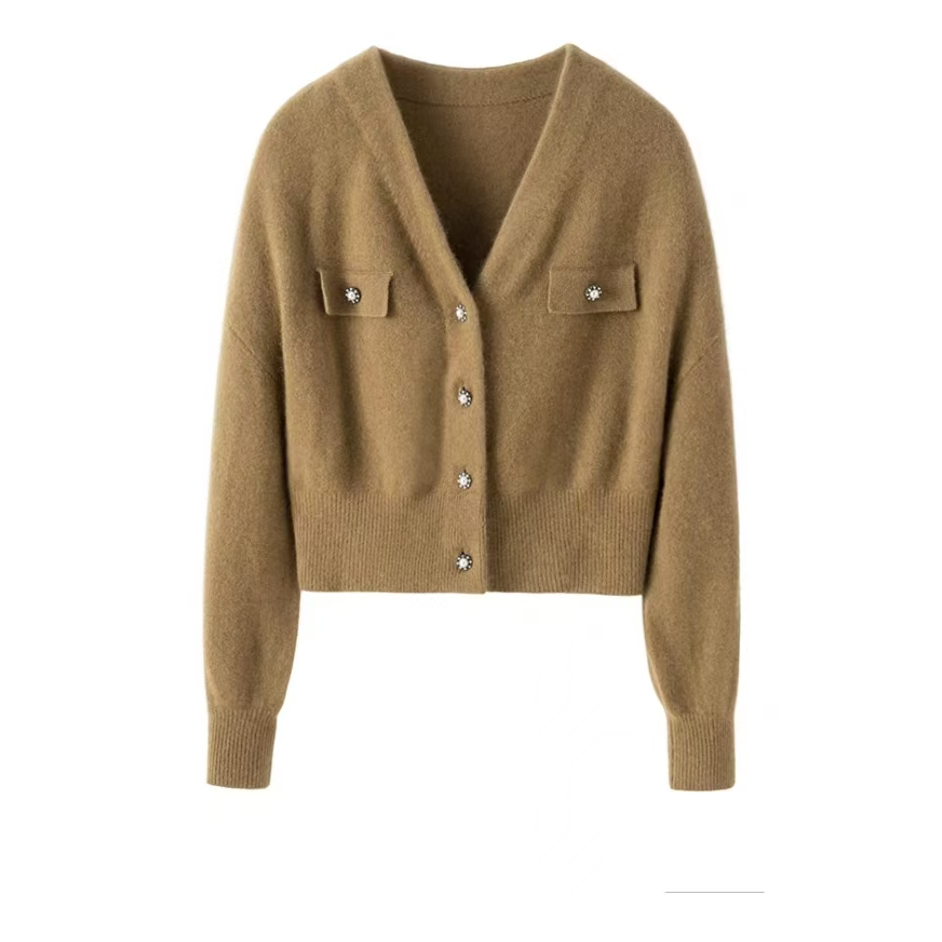 商场同款专柜正品秋冬新款赫本风高级感百搭短款羊毛衫外套