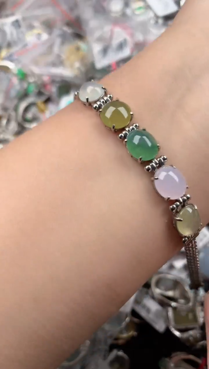 银S925镶嵌戒指翡翠444----4