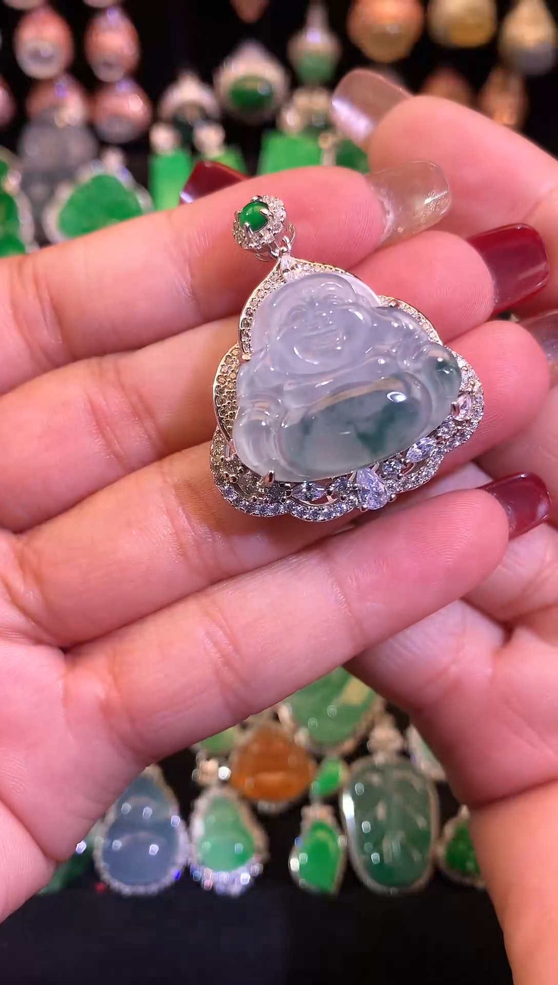 【闪购商品】翡翠颈饰银S925镶嵌缅甸天然翡翠A货