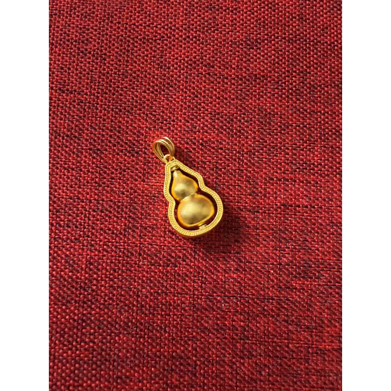 足金999纯黄金时来运转古法葫芦吊坠L