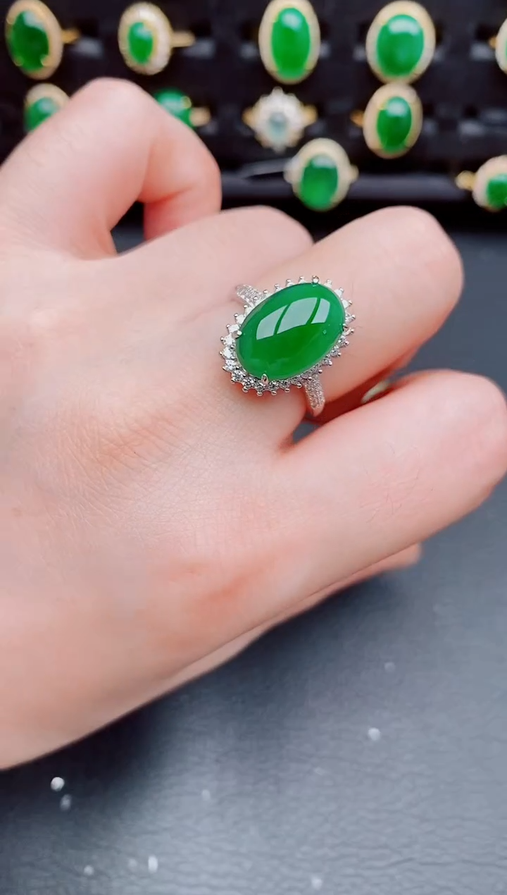 【闪购商品】翡翠戒指银S925镶嵌天然a货翡翠251