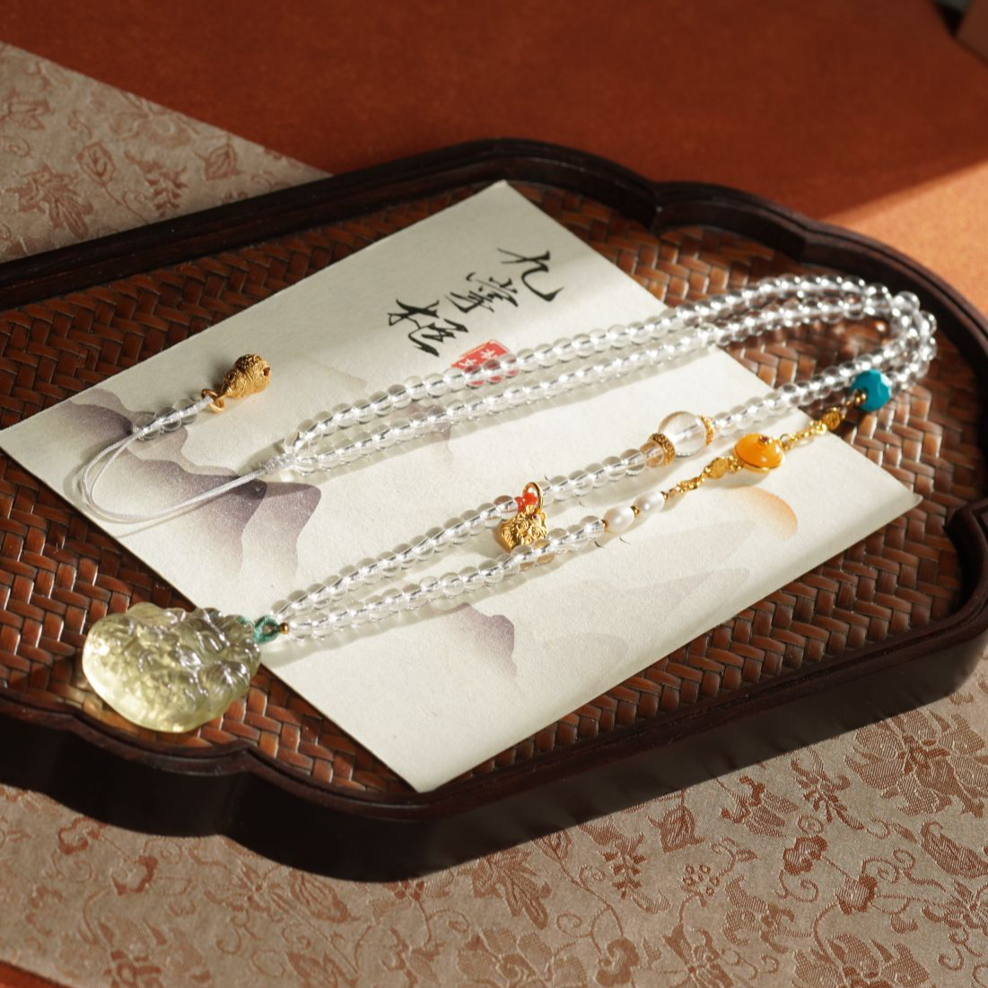 天然白水晶项链九尾狐吊坠—多样性发其一【JJ048】