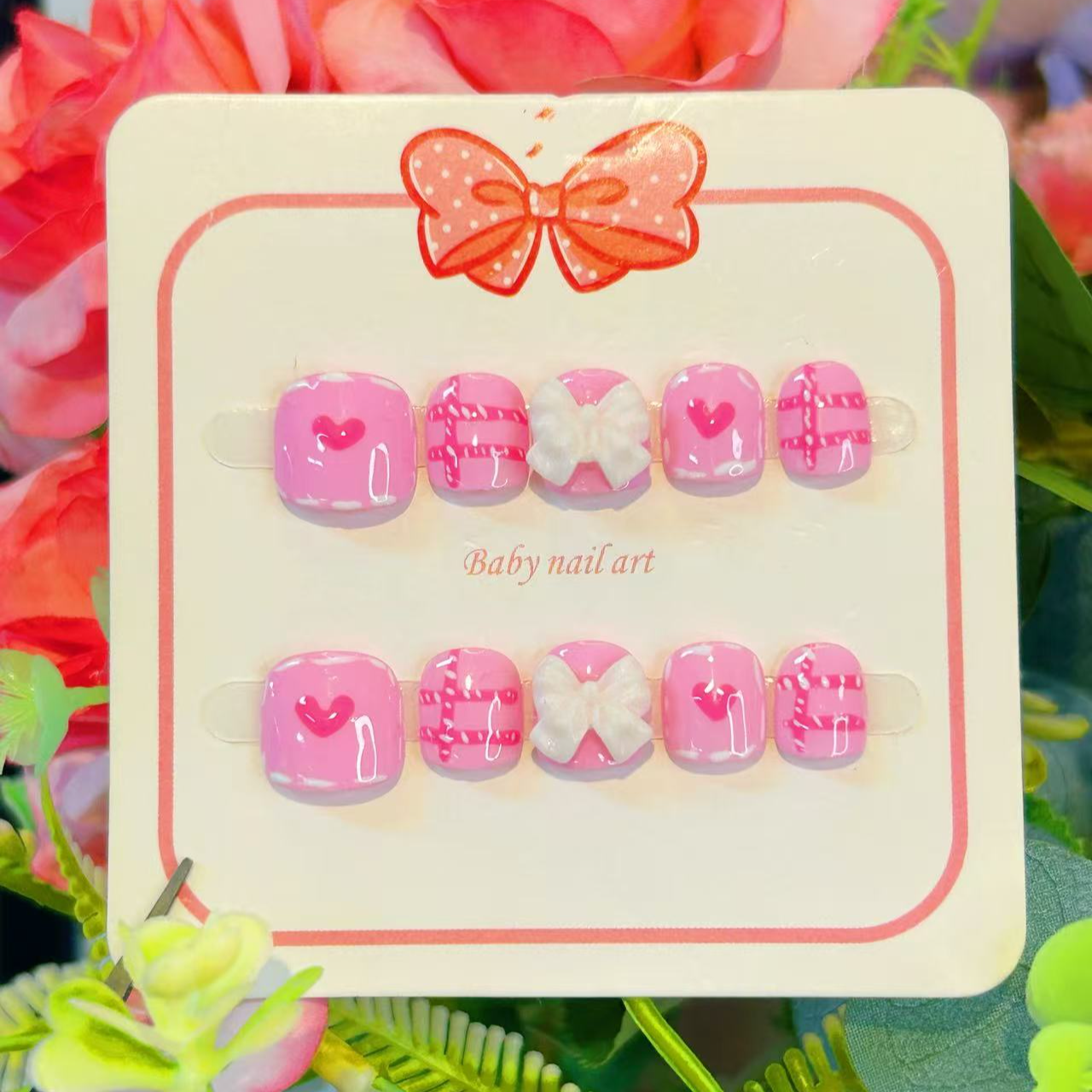 【粉色少女心】自由拆假指甲美甲贴片穿戴甲短款小朋友美少女新款