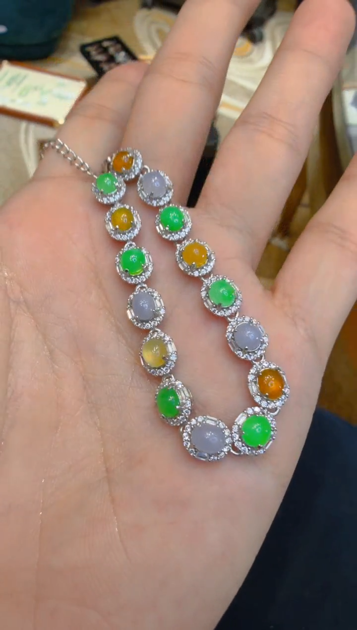 银S925镶嵌手链翡翠多样性团购发一件