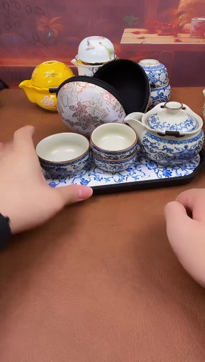 陶瓷茶具摆件旅行套组