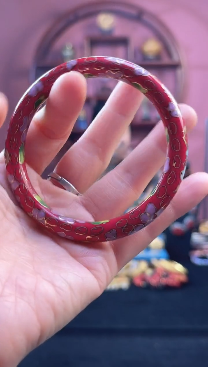 非遗 景泰蓝 公主镯 细 60 红色