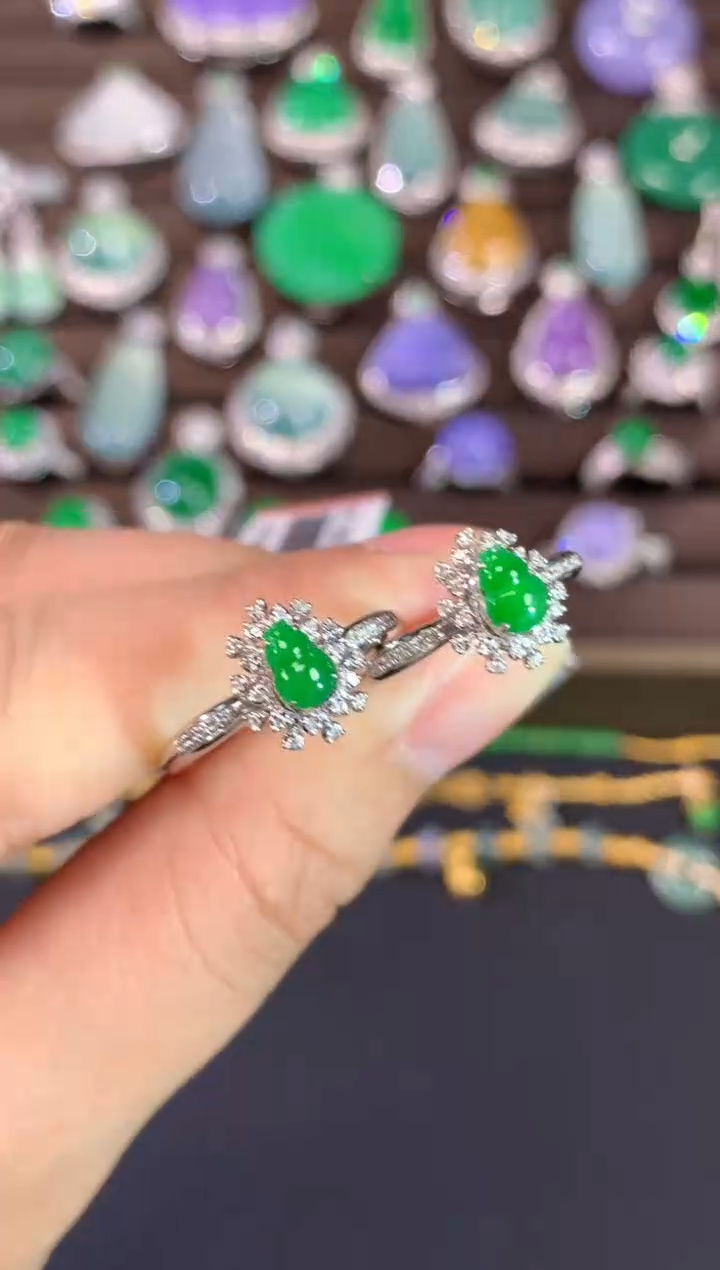 【闪购商品】翡翠戒指18K金镶嵌A753|(多样性发货）拍一发一