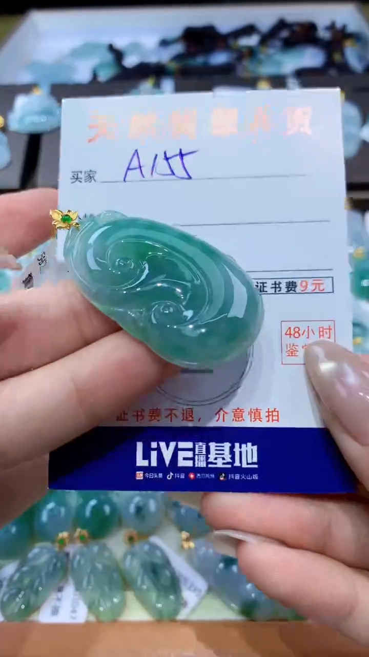 颈饰18K金镶嵌翡翠 天然翡翠A货挂件