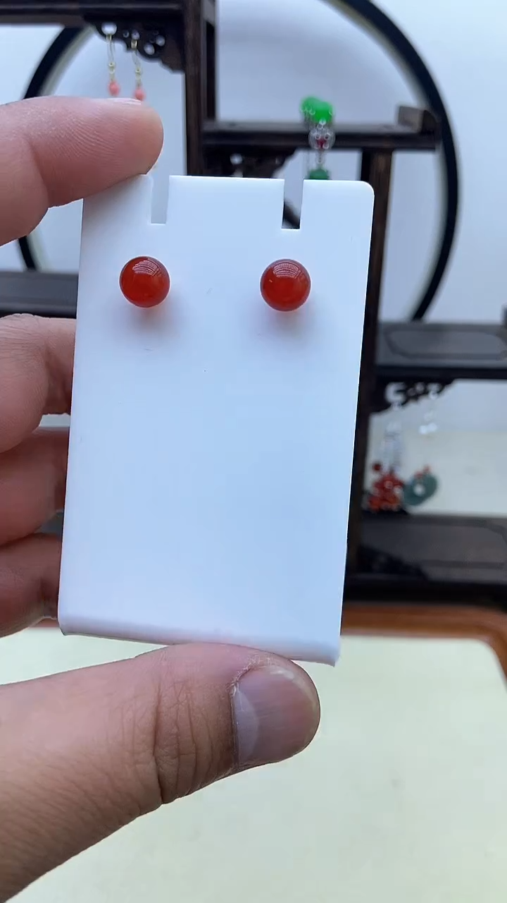 【闪购商品】南红玛瑙耳饰14K金镶嵌24号