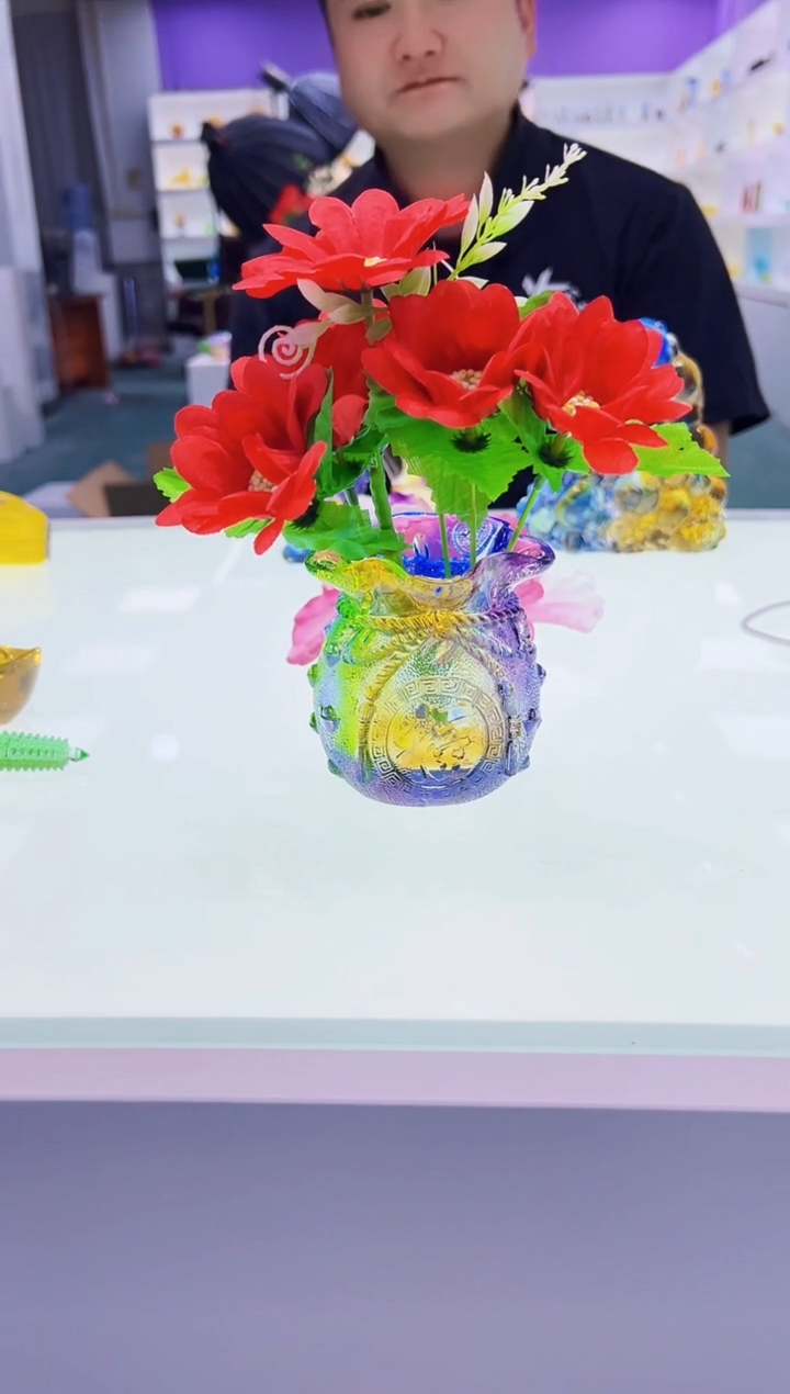 泥塑古法琉璃福袋摆件