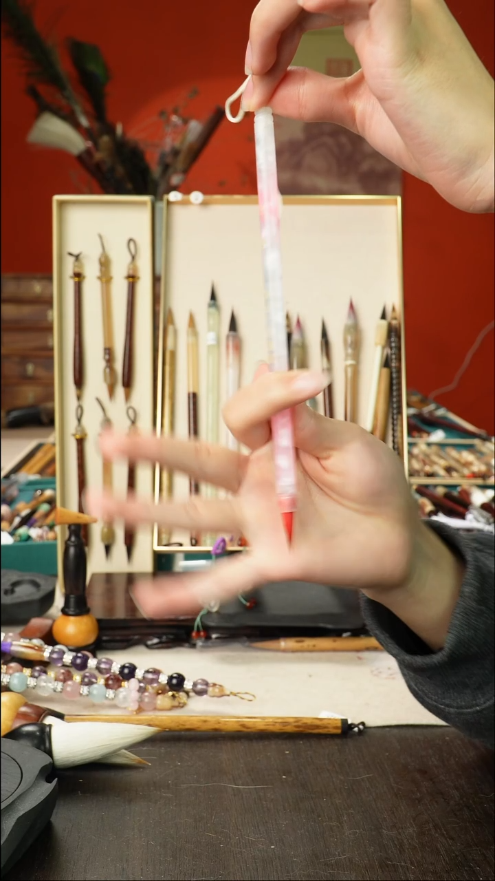 号孤品高货毛笔链接 清水试笔 蘸墨不退