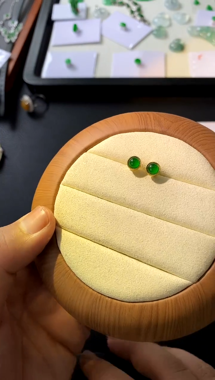 【闪购商品】翡翠耳饰银S925镀金镶嵌买断价 补