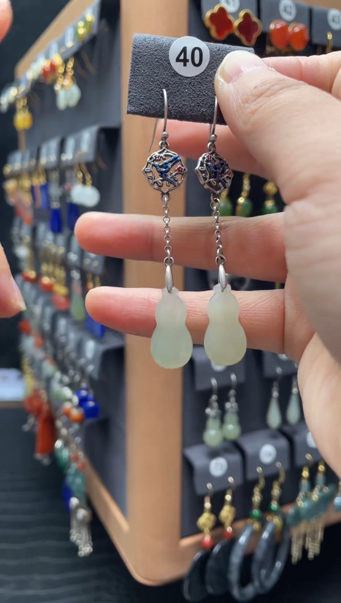 【闪购商品】和田玉耳饰银S925镶嵌0040