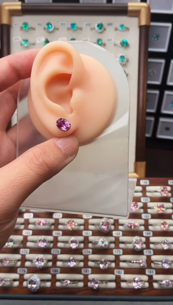 耳钉彩色蓝宝石银S925镶嵌11