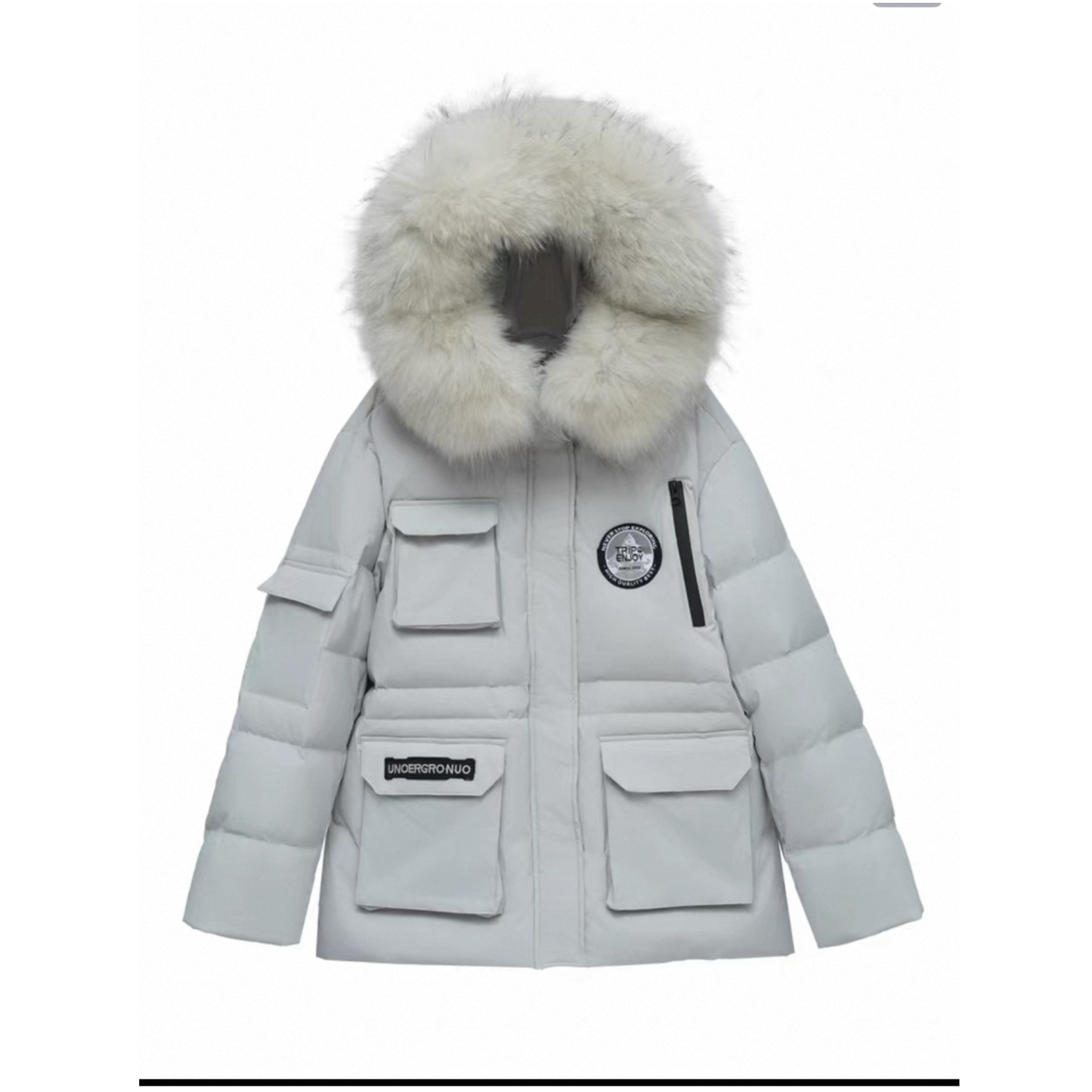 2025年新款大毛领派克服女款冬季短款