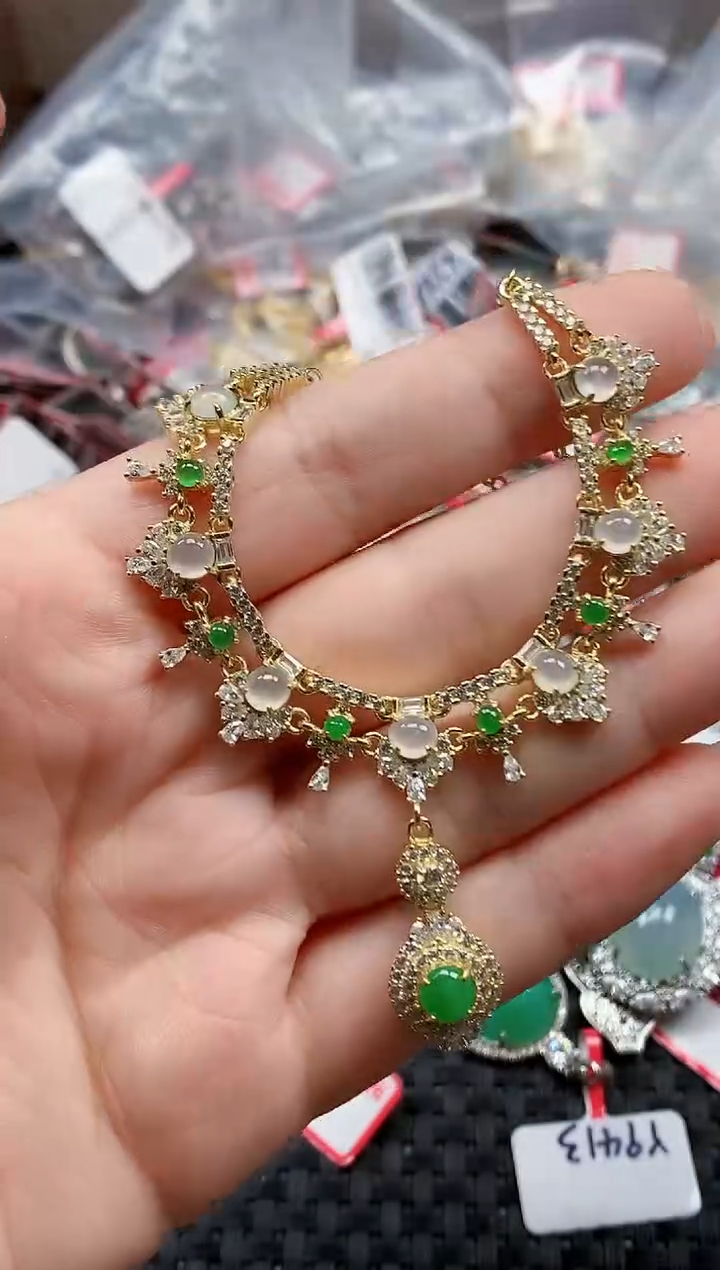 银S925镶嵌戒指翡翠天然A货缅甸翡翠