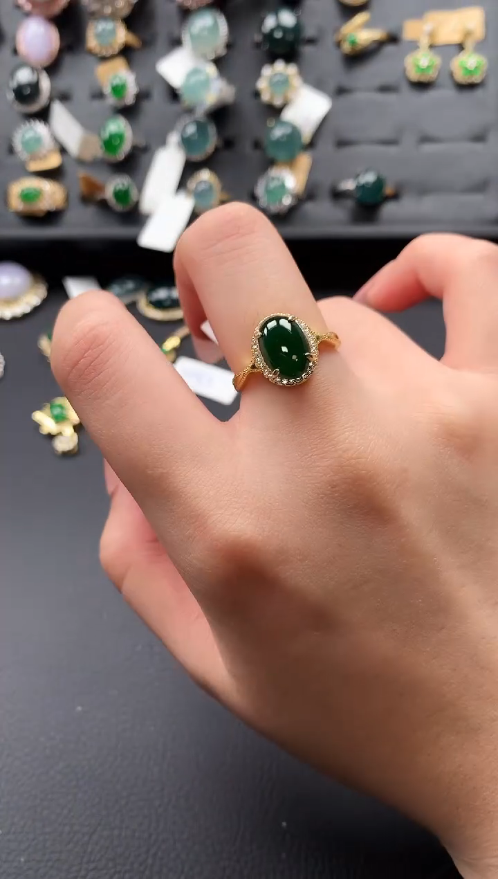 【闪购商品】翡翠戒指银S925镶嵌514241