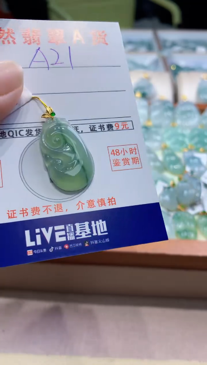颈饰18K金镶嵌翡翠天然缅甸a货翡翠
