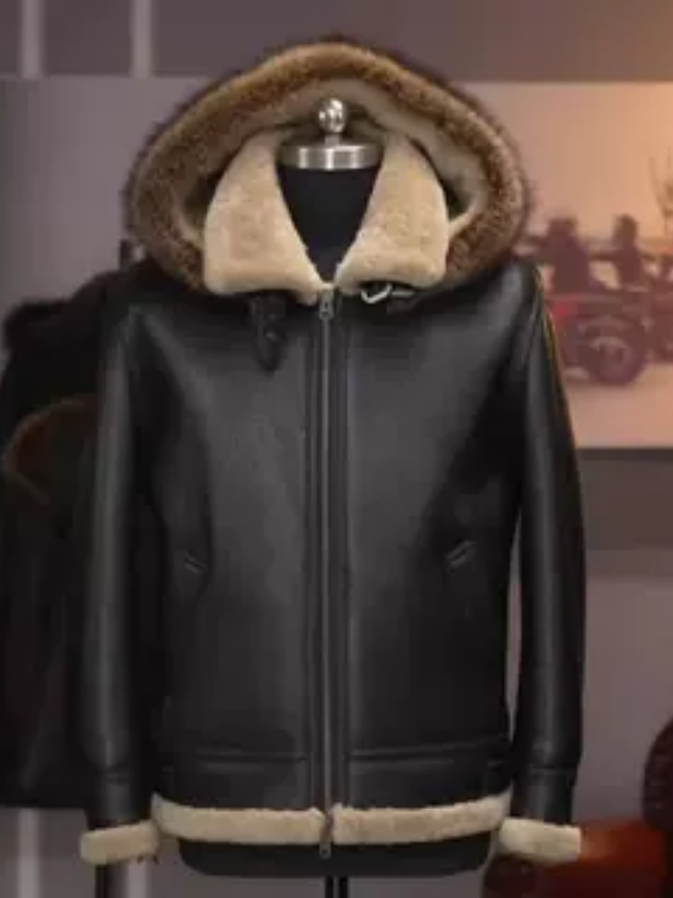 黑米2305男士皮毛一体原生态真皮真毛外套经典B3夹克大衣冬厚皮毛
