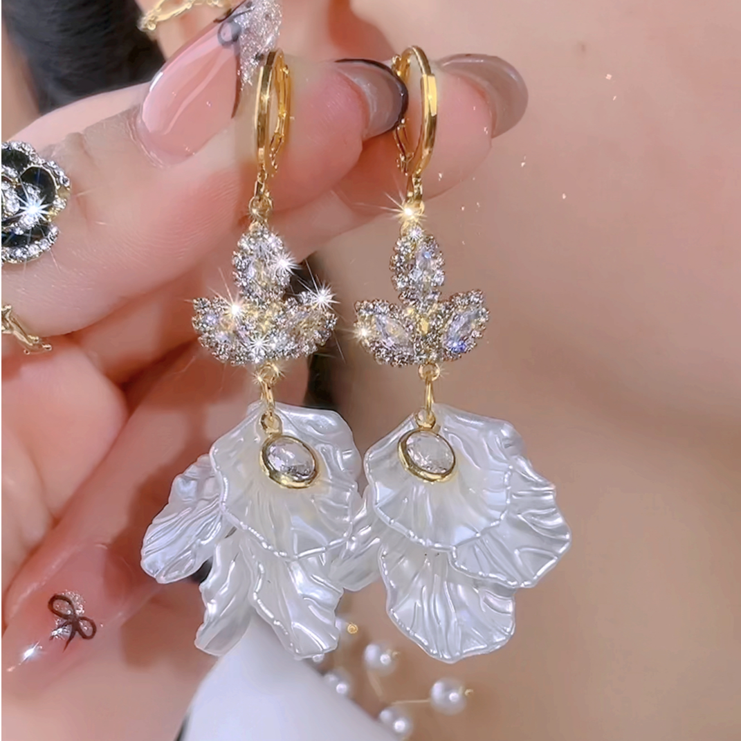 925银针锆石耳饰 【125号】高级感时尚气质百搭枫叶花瓣长款耳环