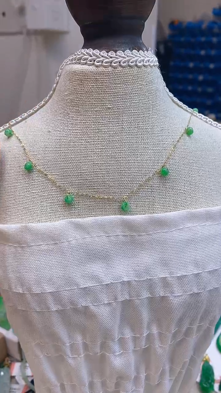 颈饰18K金镶嵌翡翠新号开播 全场乱卖