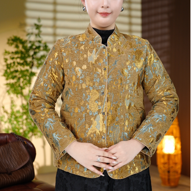 【金染秋】秋冬双面双穿重工立体刺绣加厚国风外套女装-cj0019