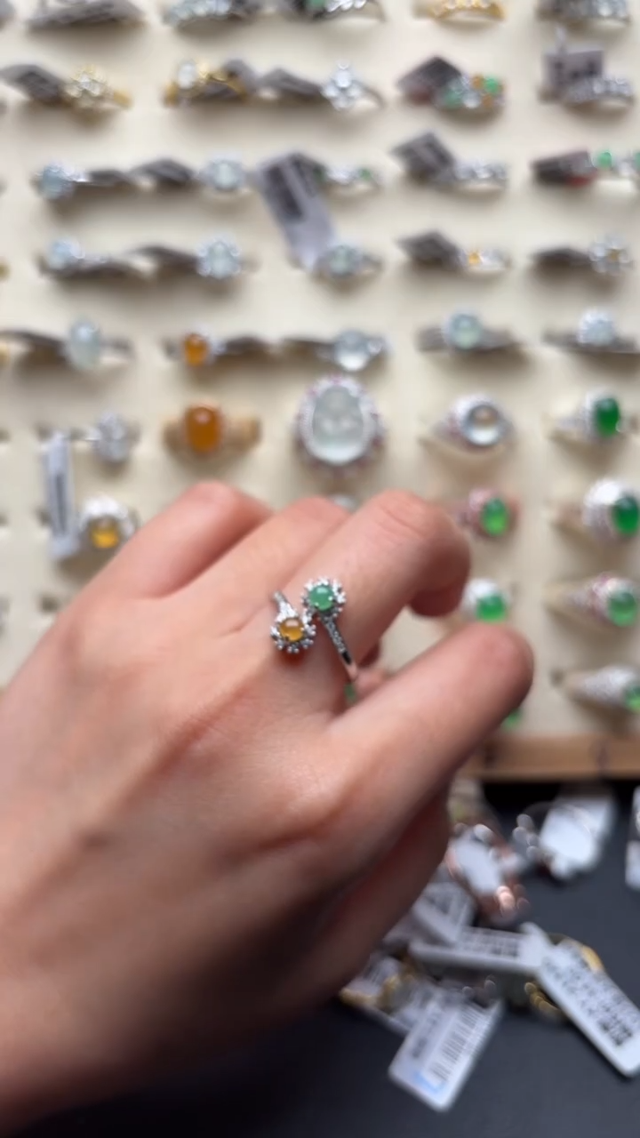 【闪购商品】翡翠戒指银S925镶嵌缅甸A货翡翠S925银镶嵌