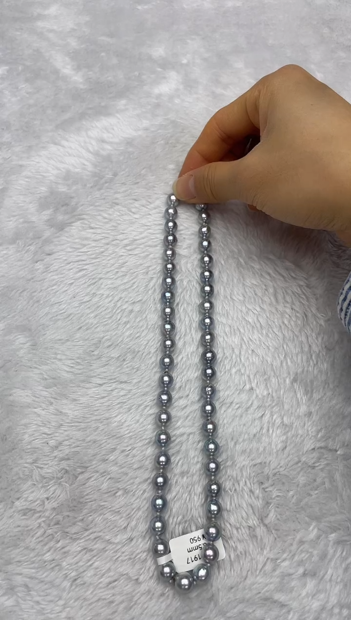 项链银S925镶嵌海水珍珠AK真多麻8-8.5mm