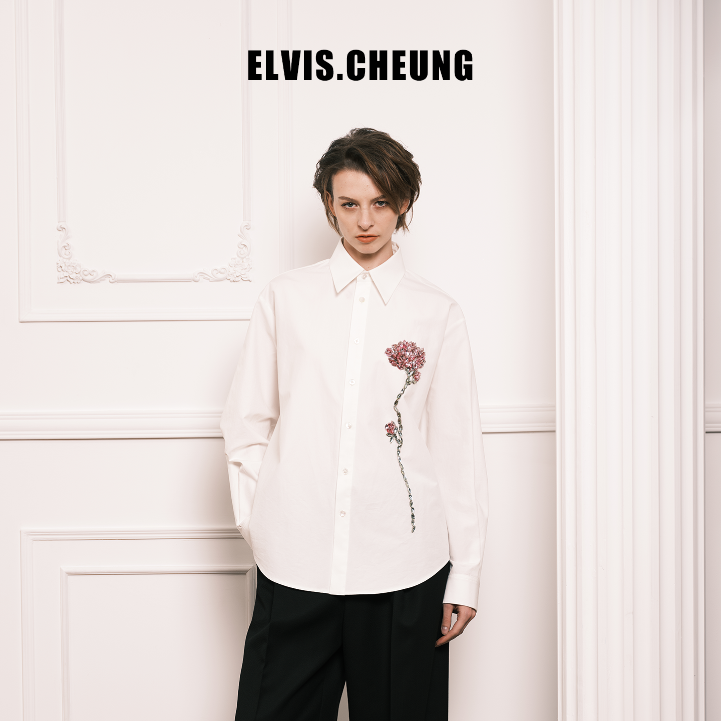 ELVIS.CHEUNG蒋云開運25AW新品 好运莲莲法绣白衬衫