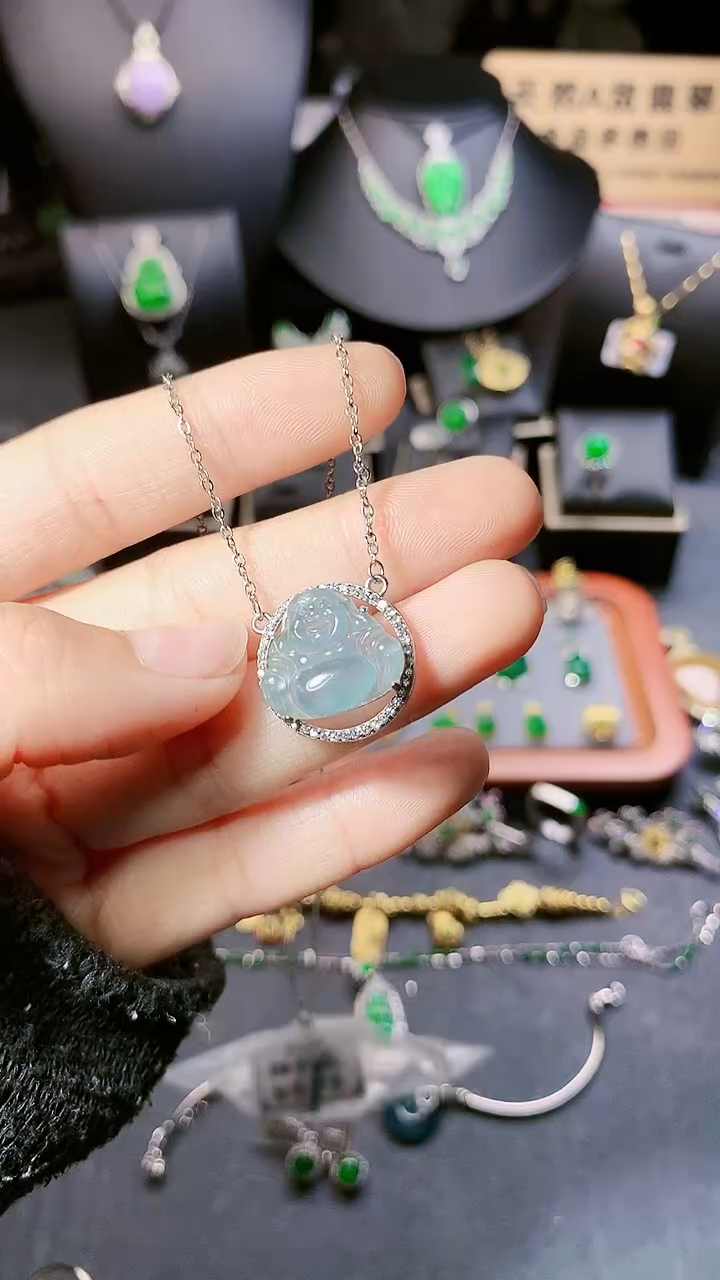 【闪购商品】翡翠项链银S925镶嵌吊坠