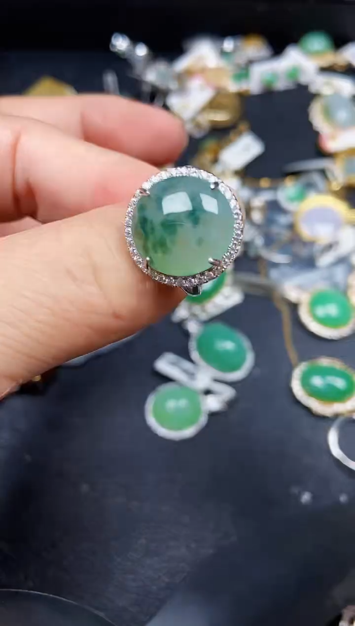 翡翠银S925镶嵌颈饰7318