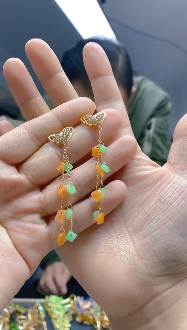 【闪购商品】翡翠耳饰合金333翡翠耳钉