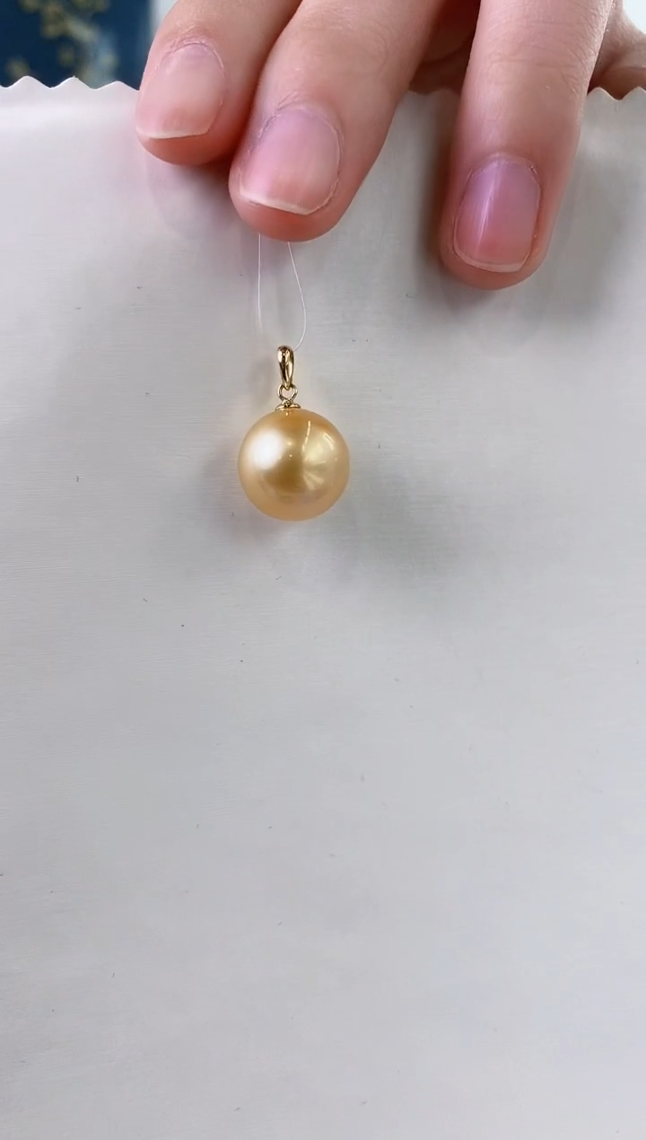 【闪购商品】海水珍珠吊坠(不含链)18K金镶嵌12-13南洋金珍珠吊坠
