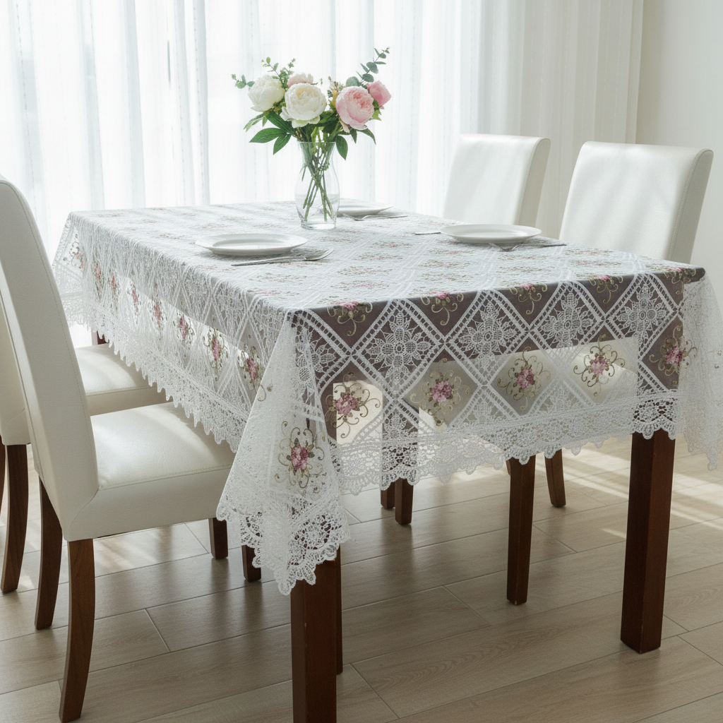 525-4【170*170cm】方形水溶绣桌布餐桌圆桌盖巾欧式高档盖布 
